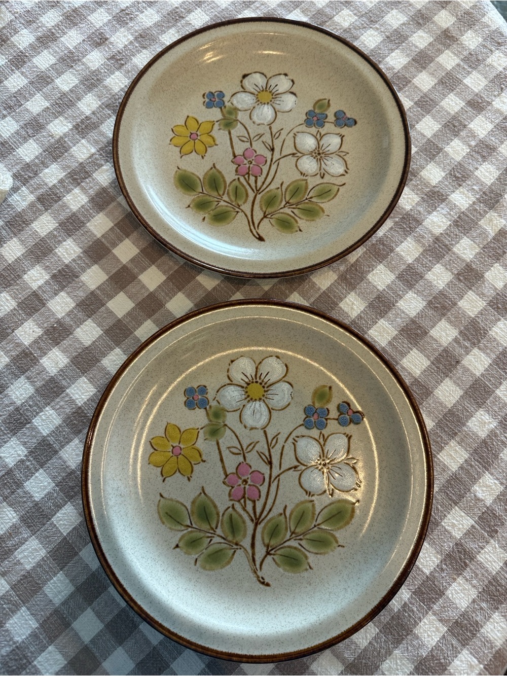 Vintage Crestone International China Candy Bush Floral Stoneware Dinner Plates